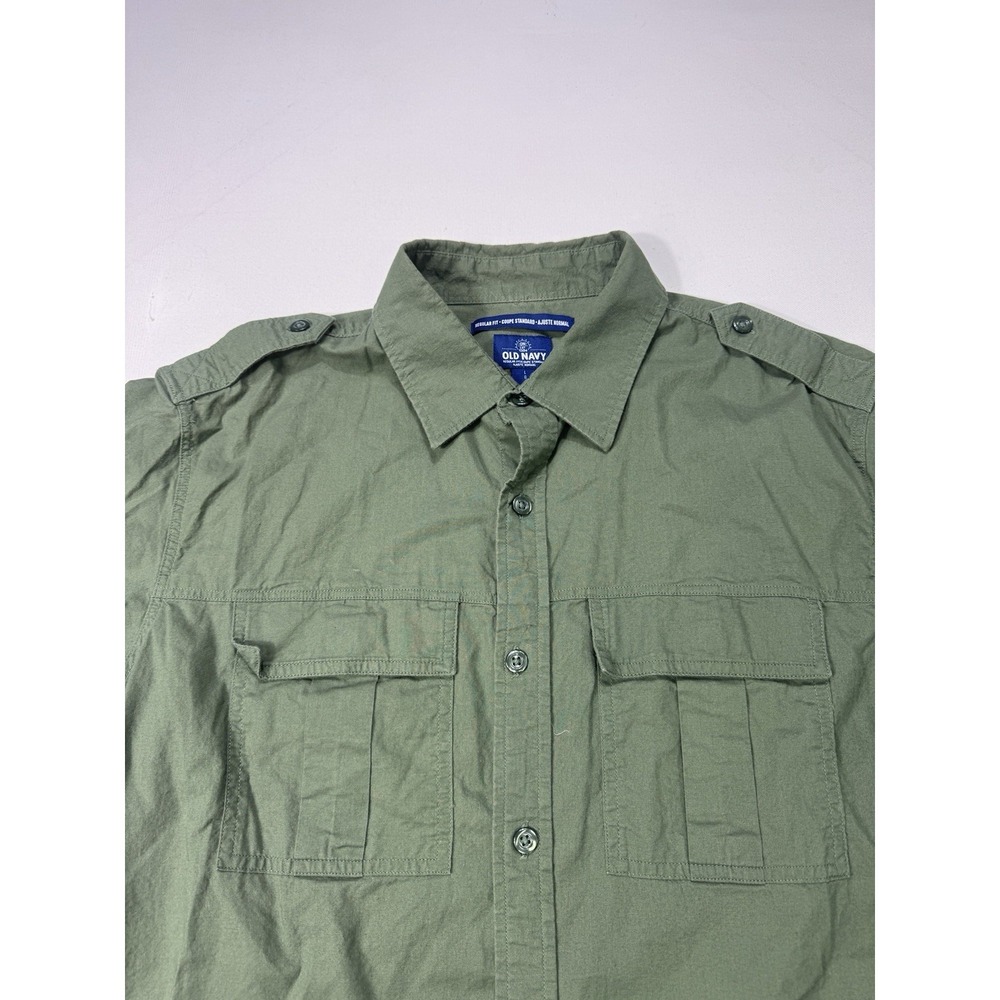 Old Navy Regular Fit Men's Large Bootcamp Soft Landing Button Shirt Army Fatigue